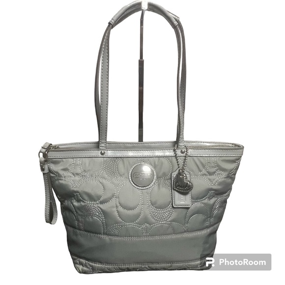 Coach Handbags - Coach Signature Stitch Nylon w/ Patent Leather Tote Bag